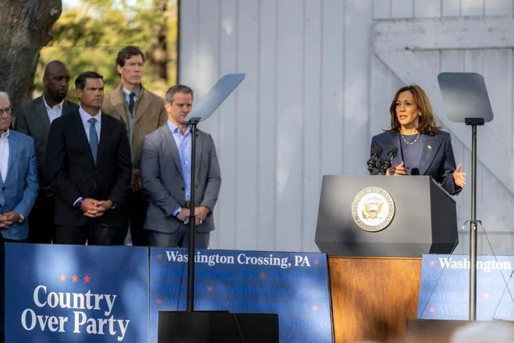 harris-republicans-wash-crossing-APphoto Kamala Harris at Washington Crossing with Republican Support