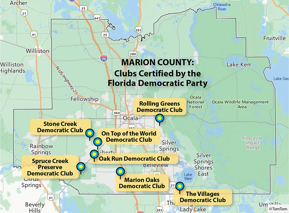 Marion Co FL Local Democratic Club Map