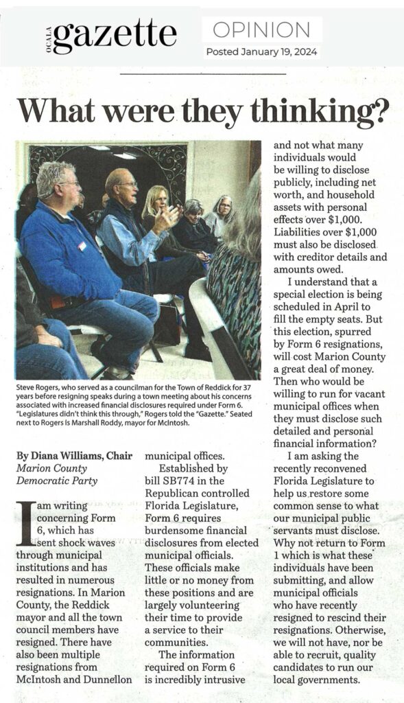Diana Williams, Ocala Gazette, Jan. 19, 2024
